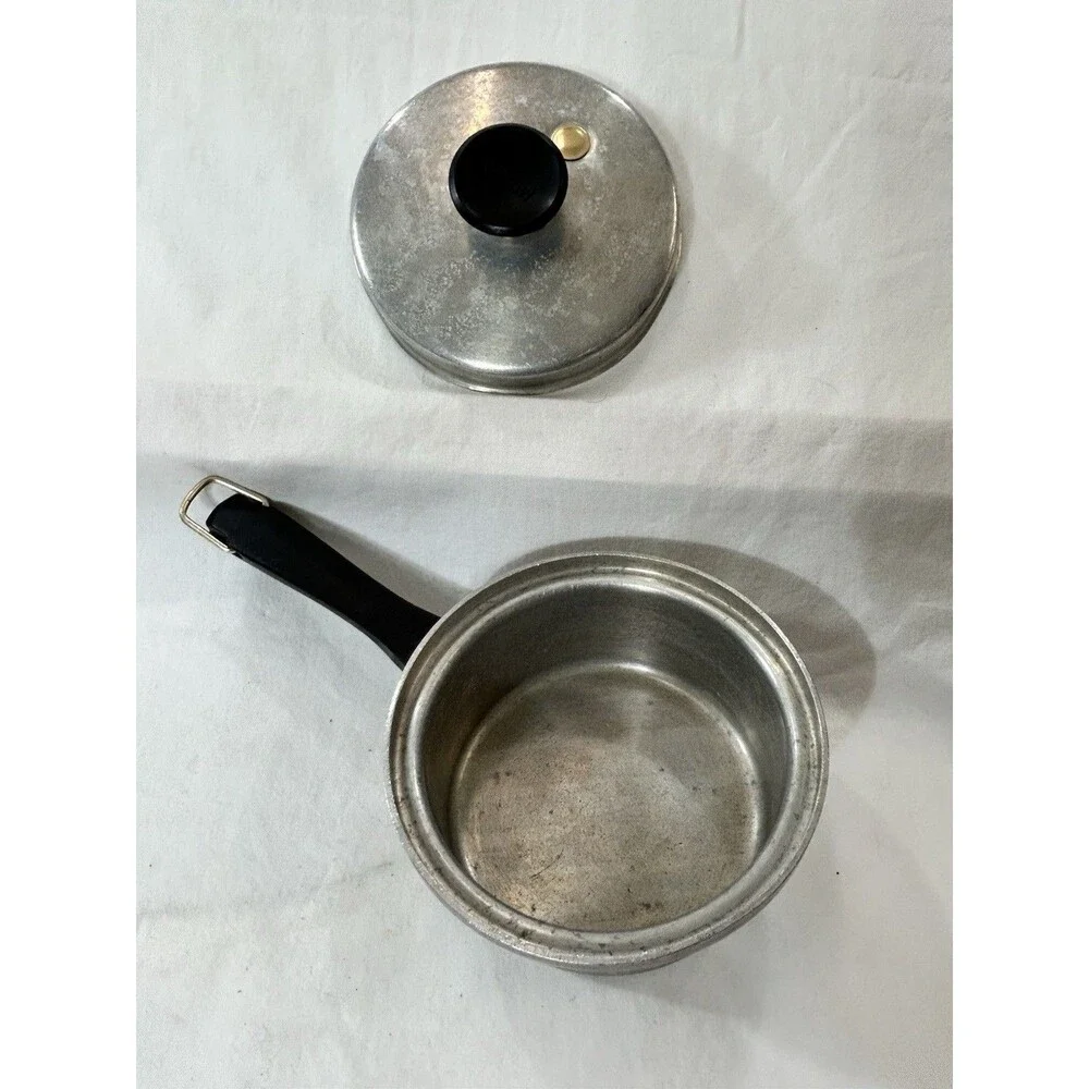 Vintage Mirro Aluminum Saucepan Set 1 Qt 2 Qt With Lids Steamer Vents